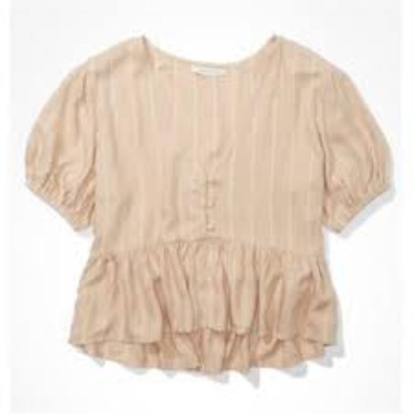 American Eagle Button Front Babydoll Blouse - Picture 2 of 2
